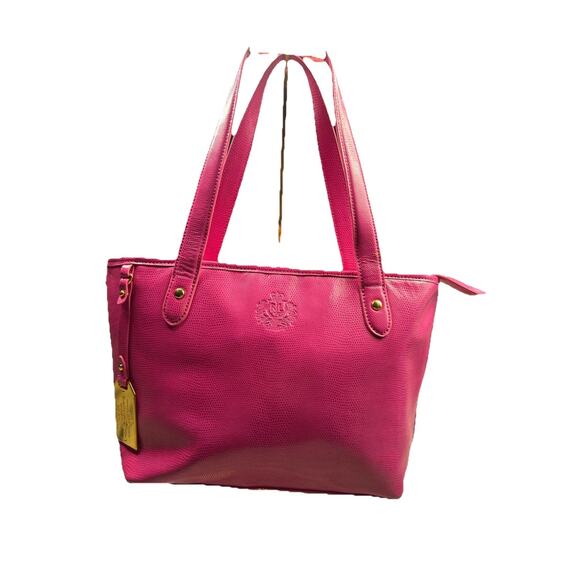 Ralph Lauren Newton Shopper Hot Pink Leather Large Tote Shoulder Purse Barbiecor - Picture 1 of 16